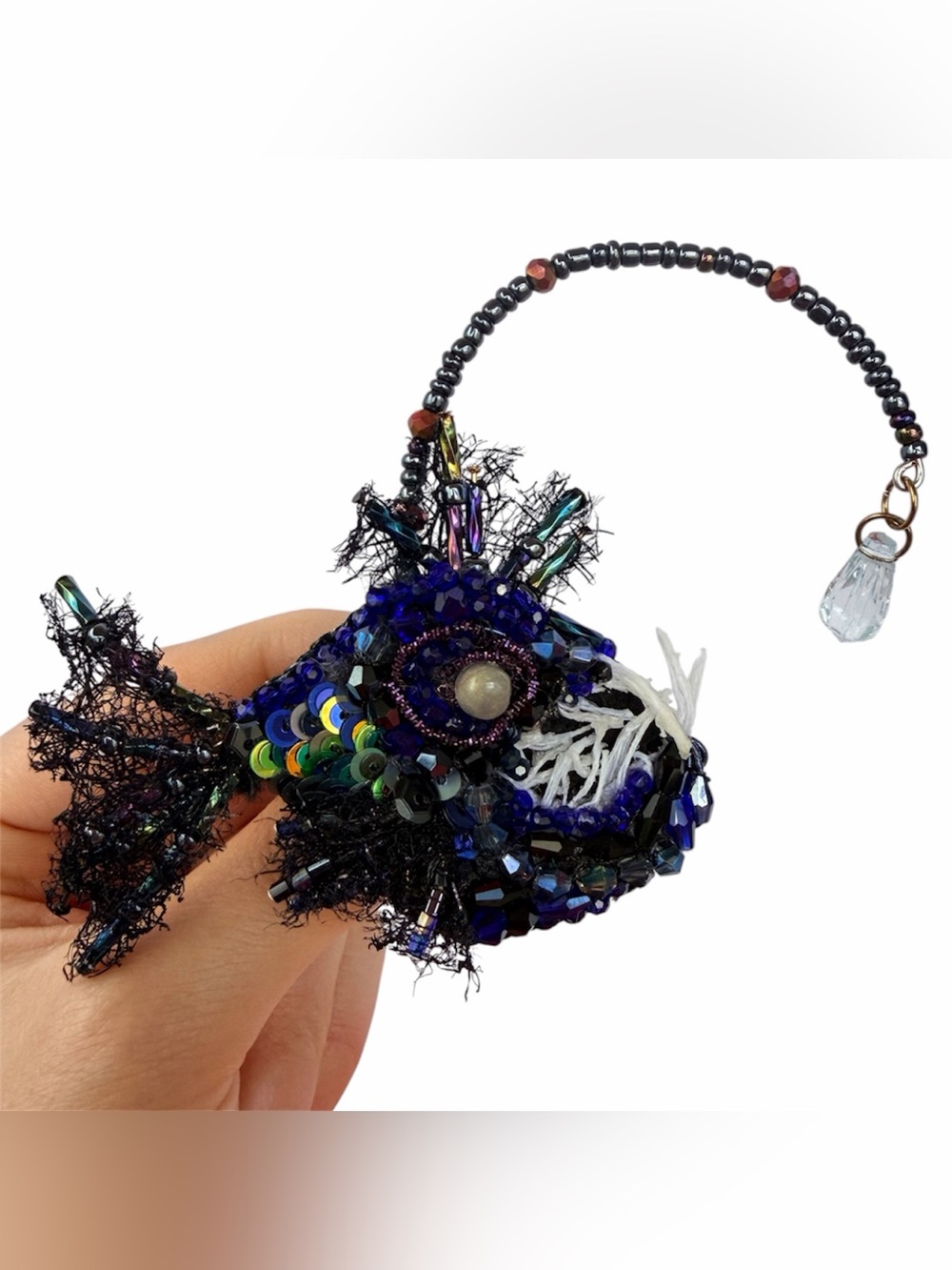 Handcrafted Beaded AnglerFish brooch